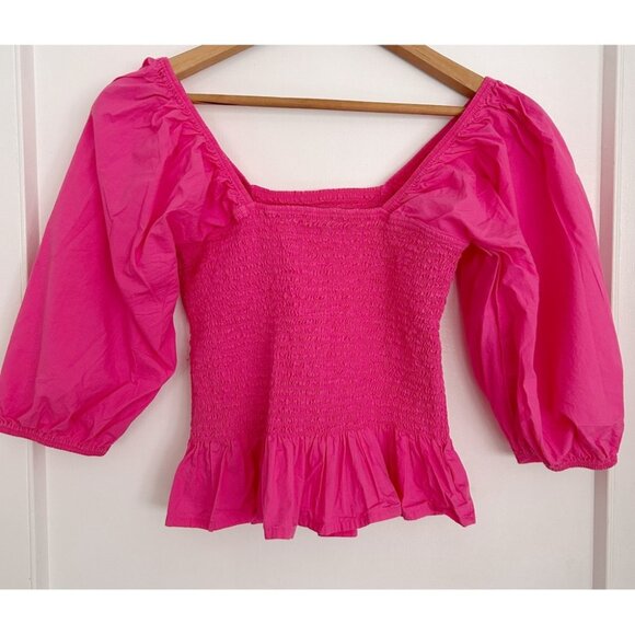 Women’s Dark Pink Puff Sleeve Shirred Blouse from Scotch & Soda Size M - Picture 1 of 8
